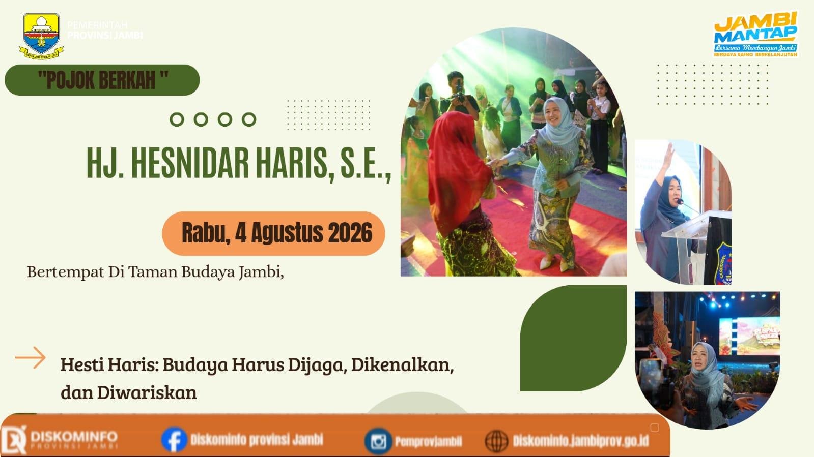 Festival Budaya di Taman Budaya Jambi, Hesti Haris Apresiasi Kekayaan Tradisi