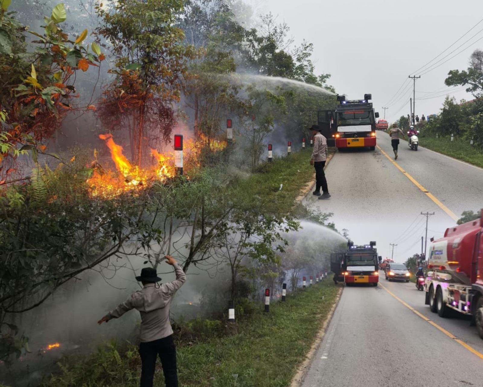 Sinergi Brimob dan BPBD Cegah Api Meluas ke Permukiman di Desa Kunyai