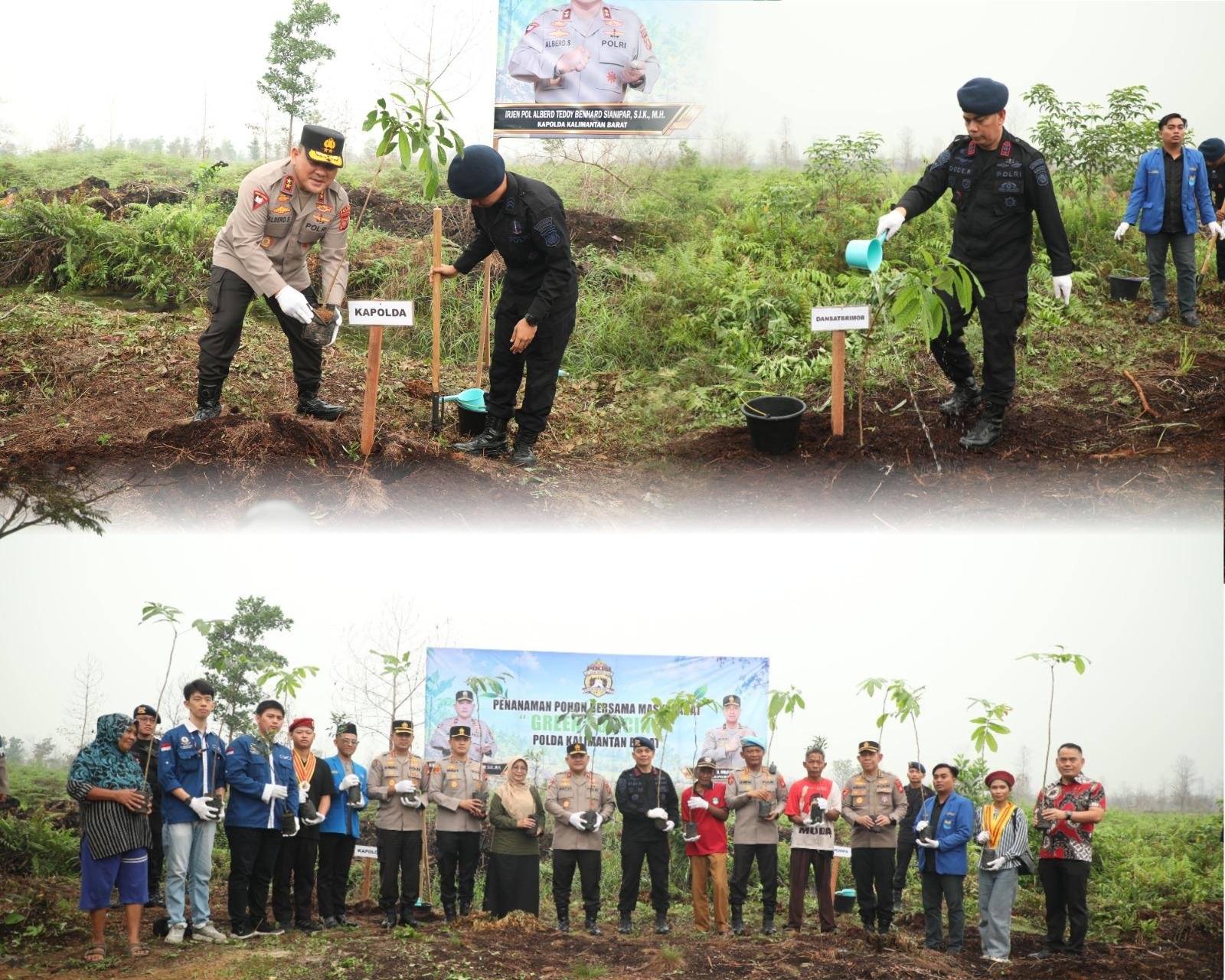 Sambut HUT Ke-81, Brimob Kalbar Menanam Pohon dan Menyapa Masyarakat lewat Green Policing