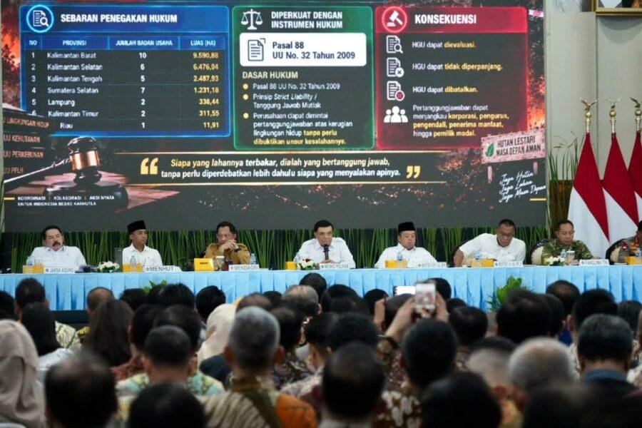 Berikan Arahan kepada Pemegang HGU dan PBPH, Menko Polkam: Cegah Karhutla dengan Kesadaran, Jika Diabaikan Instrumen Hukum Akan Bekerja